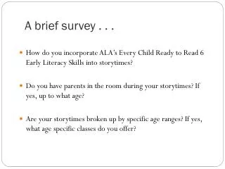 A brief survey . . .