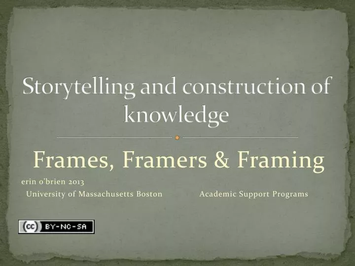 storytelling and construction of knowledge