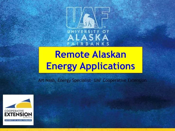 remote alaskan energy applications