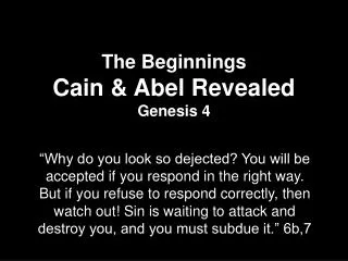 The Beginnings Cain &amp; Abel Revealed Genesis 4