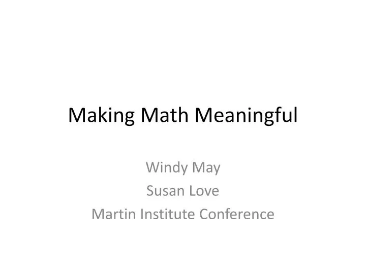 making math meaningful