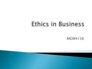 Ethics in Business