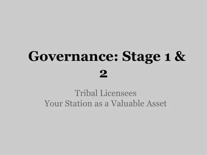 governance stage 1 2