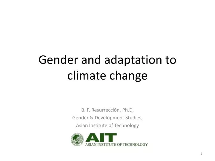 gender and adaptation to climate change