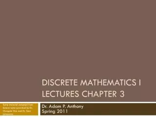 Discrete Mathematics I Lectures Chapter 3