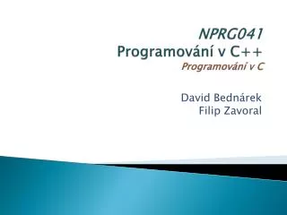 NPRG0 4 1 Programování v C++ Programování v C
