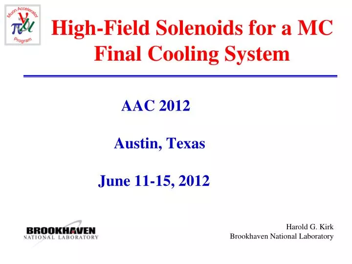 high field solenoids for a mc final cooling system