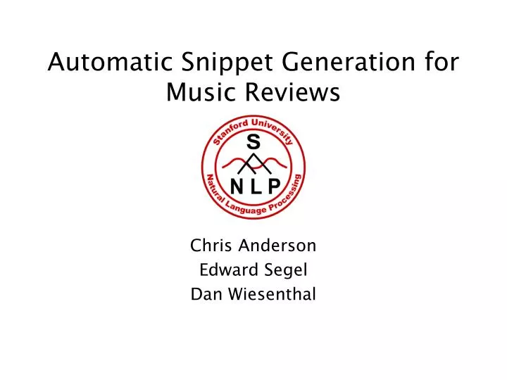 automatic snippet generation for music reviews