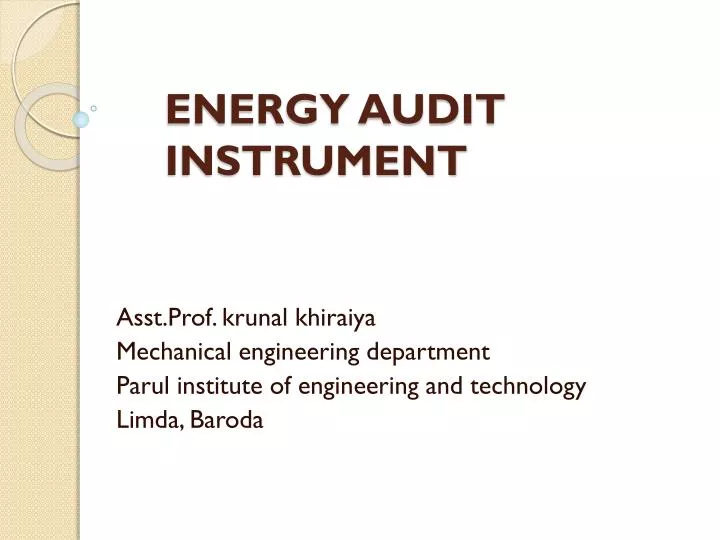 energy audit instrument