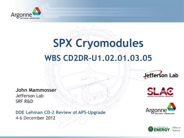 spx cryomodules wbs cd2dr u1 02 01 03 05