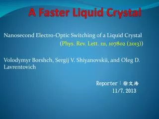 a faster liquid crystal