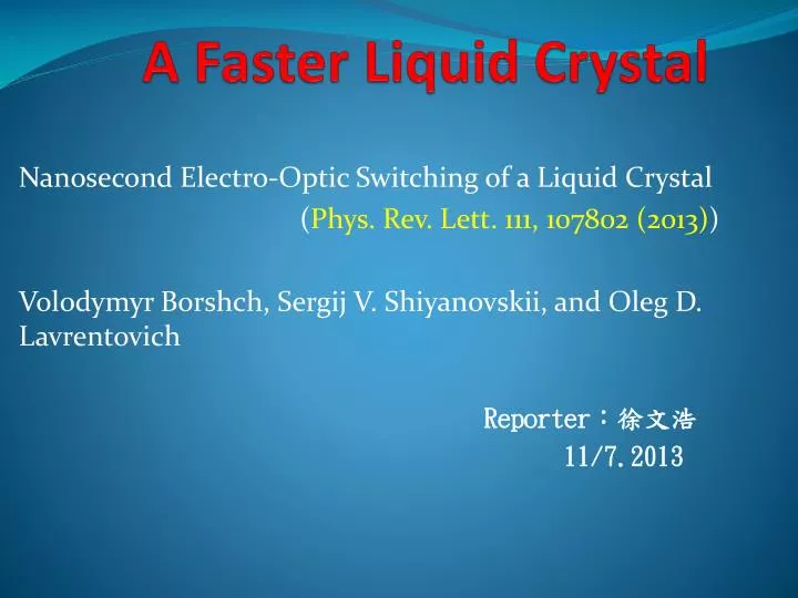 a faster liquid crystal