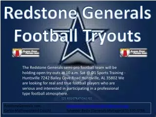 Redstone Generals Football Tryouts