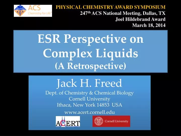esr perspective on complex liquids a retrospective