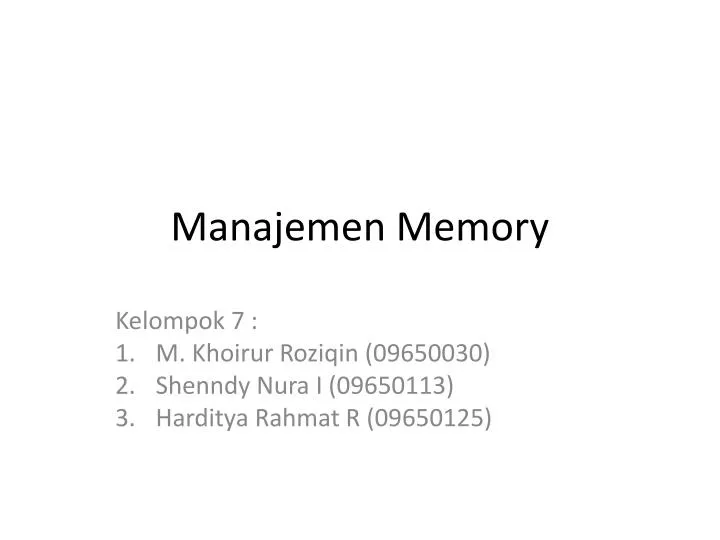 manajemen memory