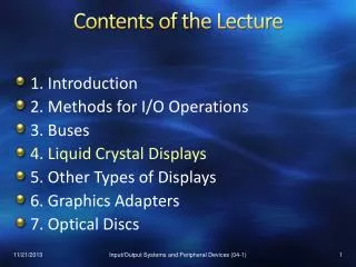 Contents of the Lecture