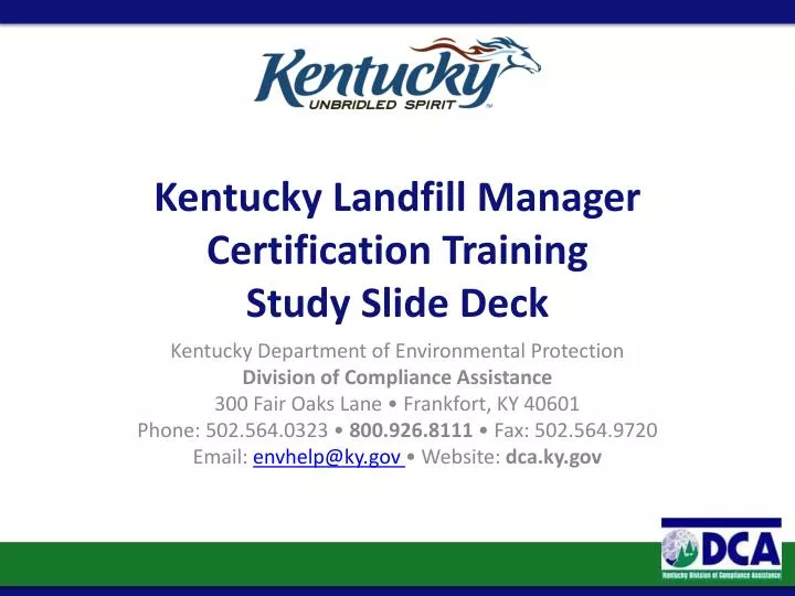 kentucky landfill manager certification training study slide deck