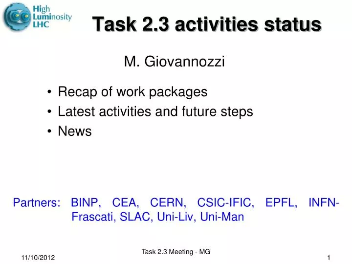 task 2 3 activities status