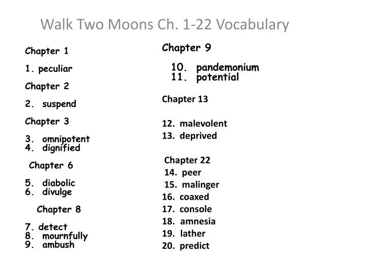 walk two moons ch 1 22 vocabulary