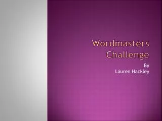 Wordmasters Challenge