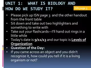 Unit 1: What is Biology and How Do We Study It?