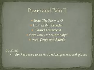 Power and Pain II