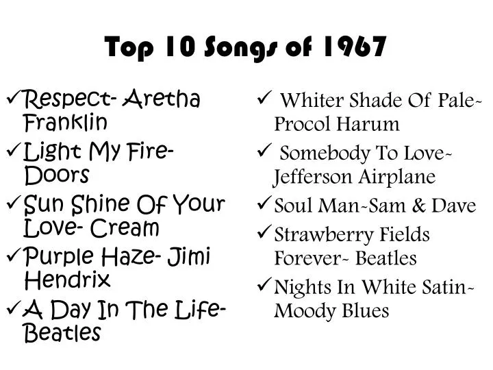 top 10 songs of 1967