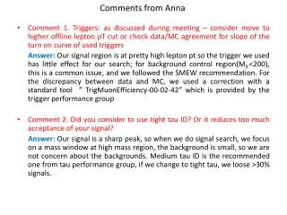 Comments from Anna