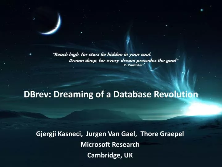 dbrev dreaming of a database revolution