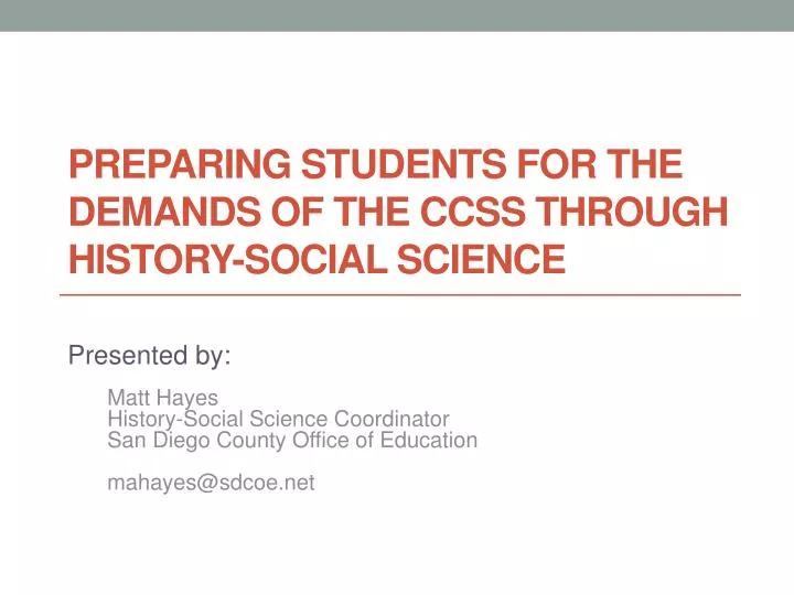 preparing students for the demands of the ccss through history social science