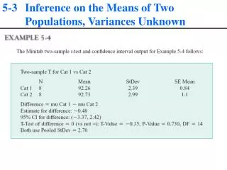 5-3 	Inference on the Means of Two Populations, Variances Unknown
