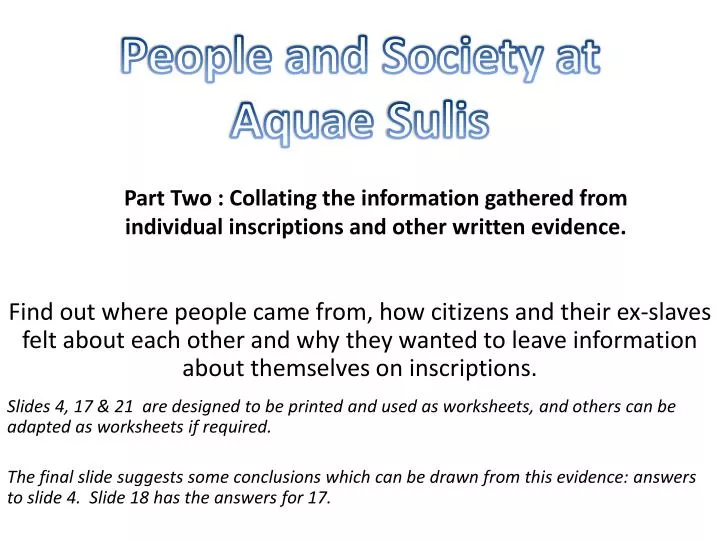 people and society at aquae sulis