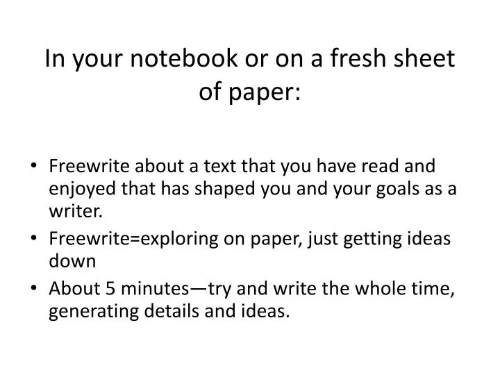 in your notebook or on a fresh sheet of paper