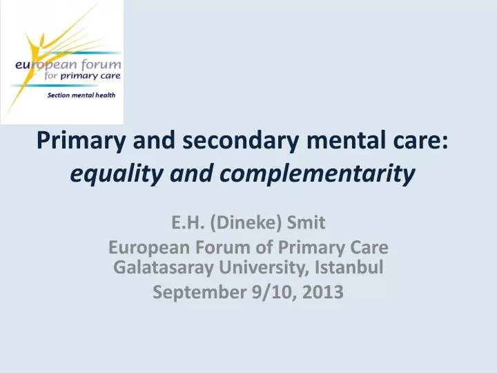 primary and secondary mental care equality and complementarity
