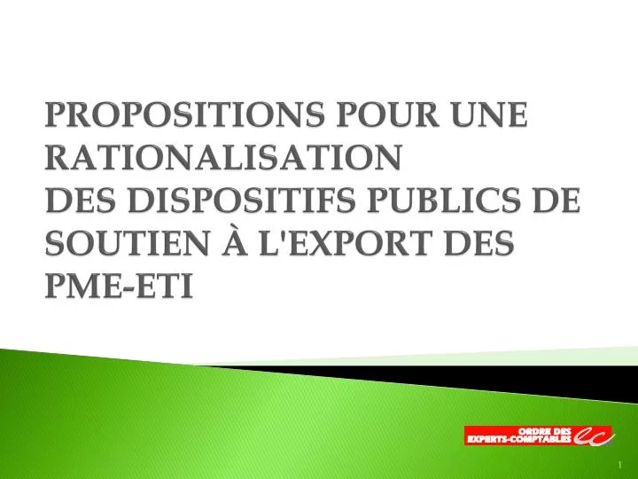 propositions pour une rationalisation des dispositifs publics de soutien l export des pme eti