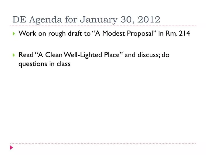 de agenda for january 30 2012