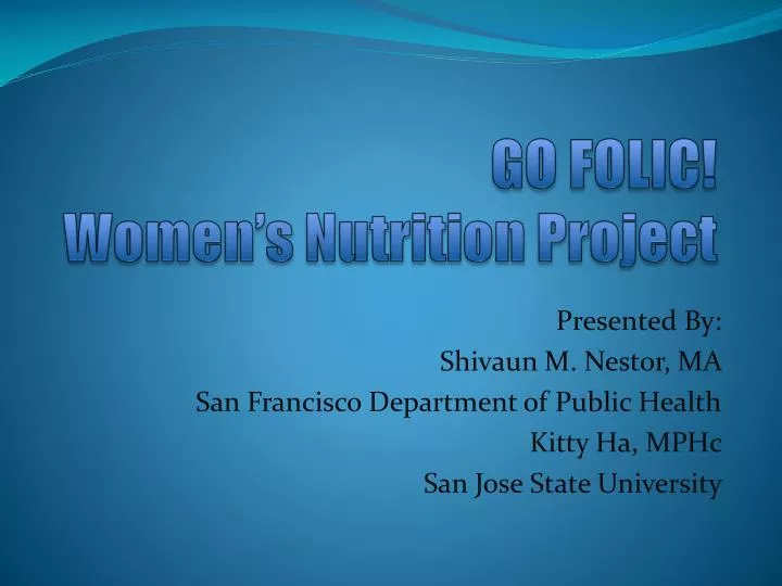 go folic women s nutrition project