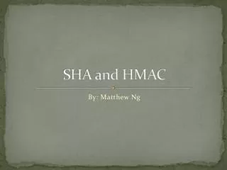 SHA and HMAC