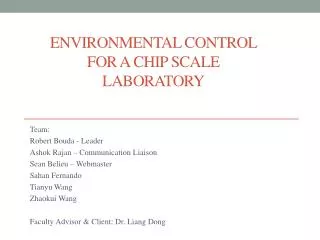 Environmental control for a chip scale laboratory