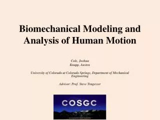 biomechanical modeling and analysis of human motion