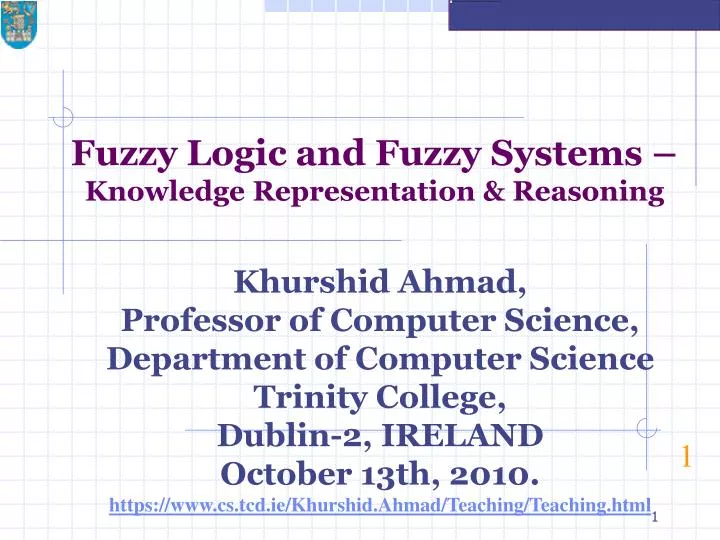 fuzzy logic and fuzzy systems knowledge representation reasoning
