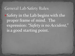 General Lab Safety Rules