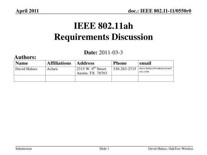 ieee 802 11ah requirements discussion