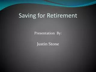 Saving for Retirement