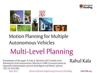 Motion Planning for Multiple Autonomous Vehicles