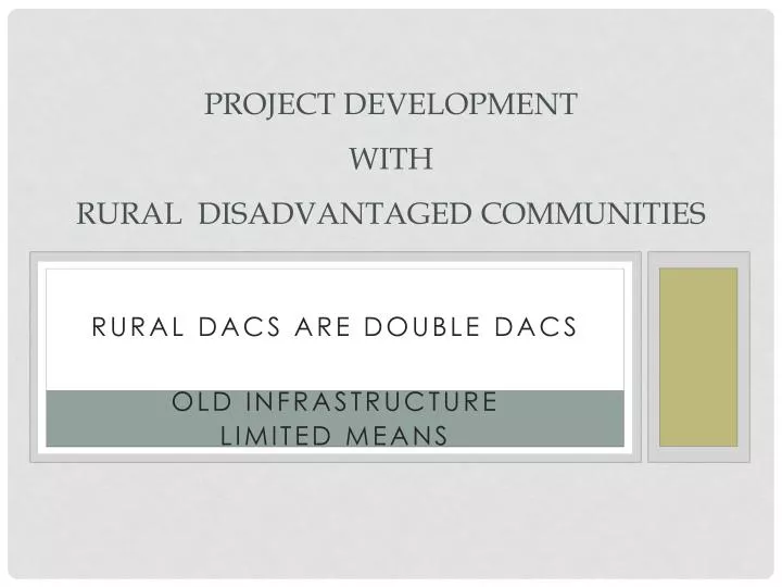 project development with rural disadvantaged communities