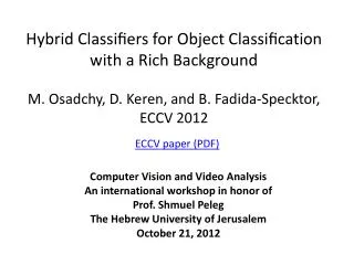 Hybrid Classi?ers for Object Classi?cation with a Rich Background