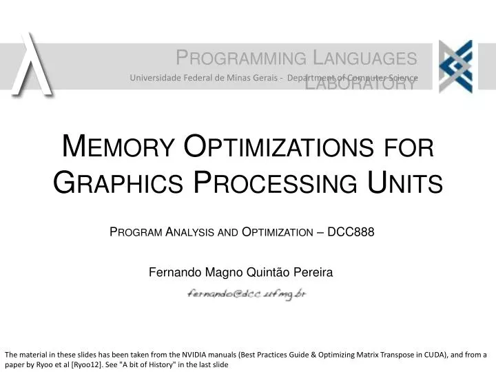 memory optimizations for graphics processing units