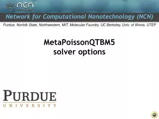 MetaPoissonQTBM5 solver options