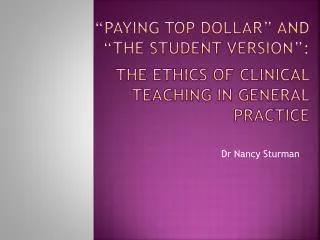 Dr Nancy Sturman